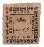 Stamp of British Guiana 1862 Provisionals 1 cent rose selection of types A
