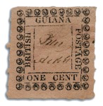 Stamp of British Guiana 1862 Provisionals 1 cent rose selection of types A