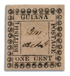 Stamp of British Guiana 1862 Provisionals 1 cent rose selection of types A