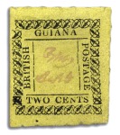 Stamp of British Guiana 1862 Provisionals 2 cent yellow selection of types