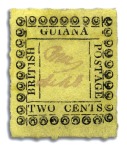 Stamp of British Guiana 1862 Provisionals 2 cent yellow selection of types
