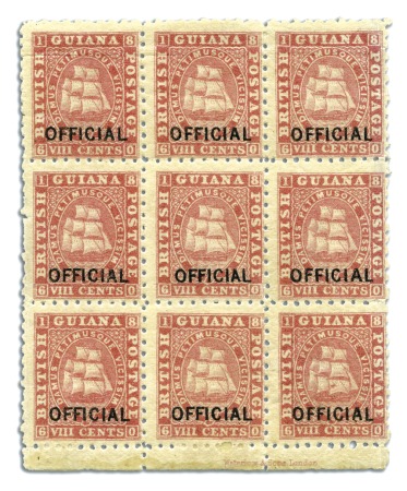 Stamp of British Guiana Officials: 1875-77 selection incl. 1875 1 cent in 