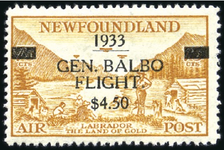 Stamp of Canada » Newfoundland 1933 BALBO Flight $ 4.50, never hinged, very fine 
