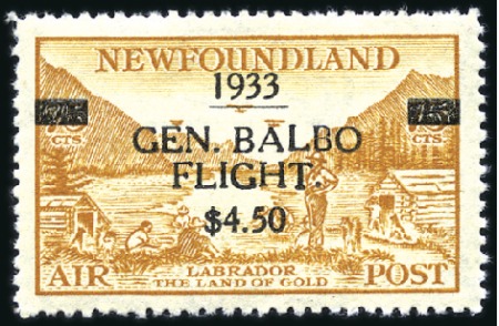 Stamp of Canada » Newfoundland 1919-1933 BALBO Flight $4.50, never hinged and sev