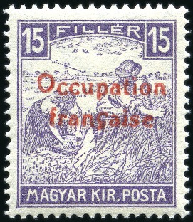 Stamp of Hungary » Occupation Arad 15f violet with surcharge "Occupation française",
