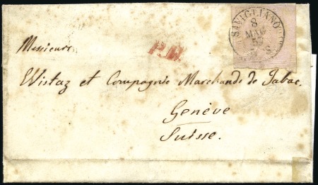 Stamp of Italian States » Sardinia 1853 40c rose, touched at top, tied by Savigliano