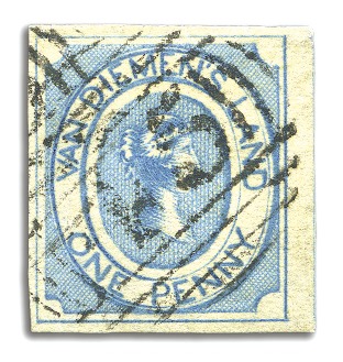 Stamp of Australia » Tasmania 1853 1d Blue used, early impression, medium soft y