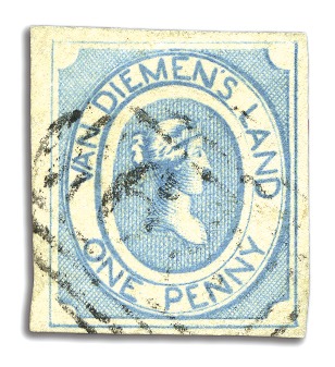 Stamp of Australia » Tasmania 1853 1d Blue used, intermediate impression, medium