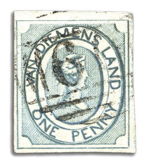 Stamp of Australia » Tasmania 1853 1d Blue used, pos.13, intermediate impression