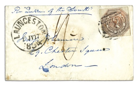 Stamp of Australia » Tasmania 1854 (Jul 17) Envelope from Launceston to England 