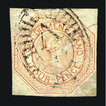 Stamp of Australia » Tasmania 1853 4d Orange, plate 1, state 2, clear margins, C