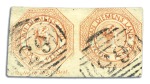 Stamp of Australia » Tasmania 1853 4d Orange, plate 1, state 2, used selection w