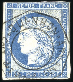 Stamp of Colonies françaises » Indochine Correspondance d'Armées : 1872-77, 25c Cérès, au f