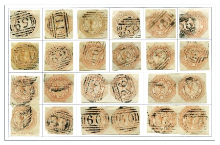 Stamp of Australia » Tasmania 1853 4d Orange pl.1 sheet reconstruction with 14 s