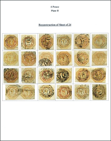 Stamp of Australia » Tasmania 1853-54 Courier 4d orange pl.2 sheet reconstructio