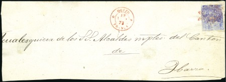 Stamp of Ecuador » 1865-72 First Issue 1/2r Grey-blue, 6th printing, tied by red PI star