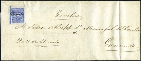 Stamp of Ecuador » 1865-72 First Issue 1/2r Milky blue, 1st printing, marginal position 1
