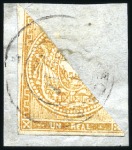 Stamp of Ecuador » 1865-72 First Issue BISECTS: Lot of four bisects comprising three 1r g