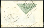 Stamp of Ecuador » 1865-72 First Issue BISECTS: Lot of four bisects comprising three 1r g