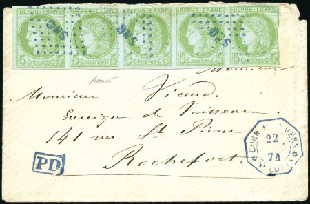 Stamp of Colonies françaises » Sénégal Correspondance d'Armées : Bande de cinq du 5c Cere