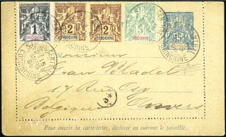 Stamp of Colonies françaises » Indochine 1898-1913, Cinq cartes/lettres avec des types Grou
