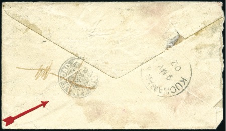 Stamp of India INTAGLIO: 1902 1/2a postal stationery envelope wit