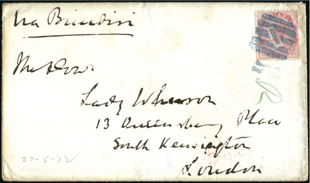 Stamp of India 1872 (May) Envelope to England with 1868 8a rose t