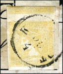 Stamp of Austria » Newspaper Stamps 1851 1856 YELLOW MERCURY tied to address label and comp