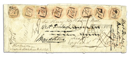 Stamp of Australia » Tasmania The Largest Franking of the 4d Courier

1854 (Ap