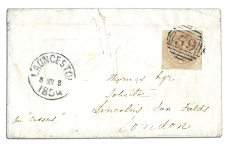 Stamp of Australia » Tasmania 1854 (May 8) Wrapper from Launceston to England 18
