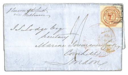 Stamp of Australia » Tasmania WITHDRAWN   1854 (Jul 14) Entire from Hobart to En