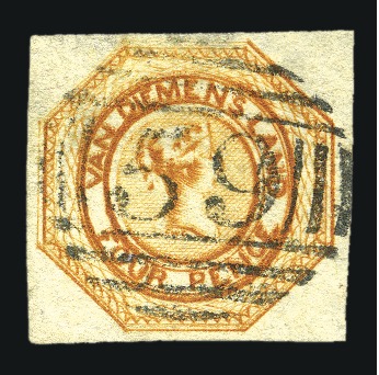 Stamp of Australia » Tasmania 1853 4d Yellowish Orange used, plate 2, intermedia