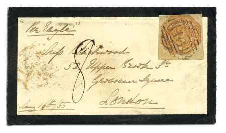 Stamp of Australia » Tasmania 1855 (May 16) Front of a mourning envelope sent fr