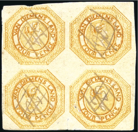 Stamp of Australia » Tasmania 1853-54 Courier 4d yellowish orange, plate 2, used