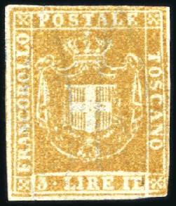 Stamp of Italian States » Tuscany The Famous 1860 3 Lira Mint in Superb Quality

1