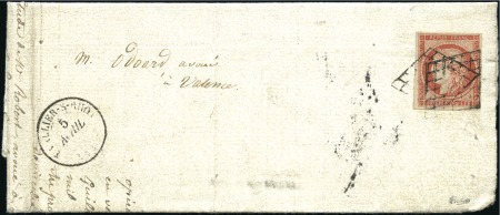 Stamp of France 1849 1F vermillon, belles marges, sur lettre de St