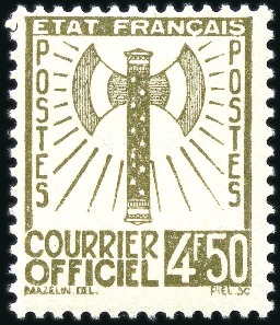 Stamp of France » Service 1943 Série Francisque, neuve sans charnière, TB, Y