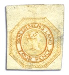 Stamp of Australia » Tasmania 1853 4d Orange pl.2, intermediate impression, "unu
