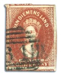 Stamp of Australia » Tasmania 1855 1d Carmine used selection of four singles, al