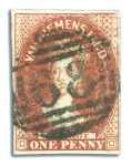 Stamp of Australia » Tasmania 1855 1d Carmine used selection of four singles, al