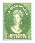 Stamp of Australia » Tasmania 1855 2d Green unused selection, incl. green with f