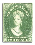 Stamp of Australia » Tasmania 1855 2d Green unused selection, incl. green with f