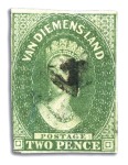 Stamp of Australia » Tasmania 1855 2d Green used selection of seven singles, a p