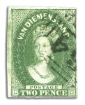 Stamp of Australia » Tasmania 1855 2d Green used selection of seven singles, a p