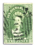 Stamp of Australia » Tasmania 1855 2d Green used selection of seven singles, a p