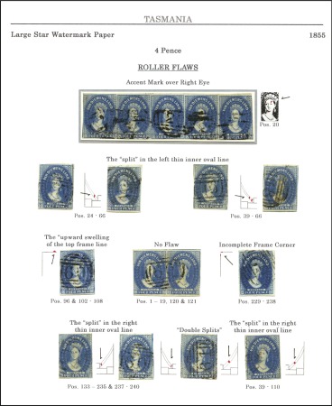 Stamp of Australia » Tasmania 1855 Chalon 4d blue used selection written up on a