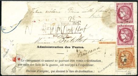 Stamp of France Enveloppe chargée de Bordeaux pour Besançon avec 4