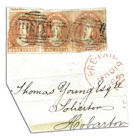 Stamp of Australia » Tasmania 1856-57 1d Pale Brick Red used selection incl. thr