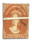 Stamp of Australia » Tasmania 1856-57 Pelure paper 1d deep-red brown used select