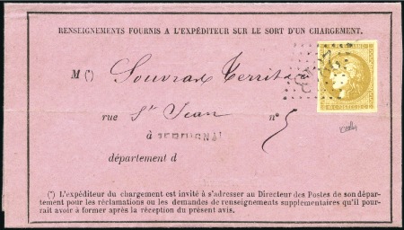 Stamp of France 10c Bordeaux obl. GC2818 sur Avis de chargement po